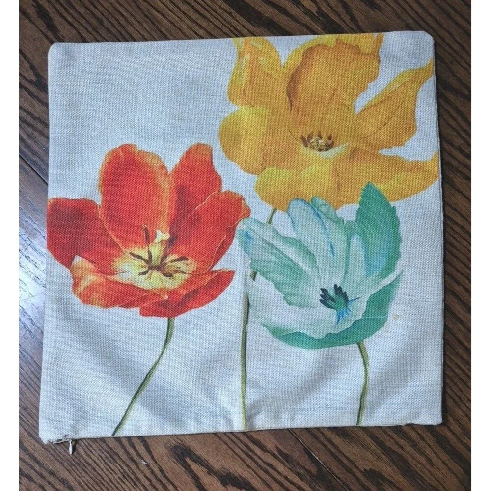 Floral Boho Design Porch Patio Indoor Outdoor Throw Pillow Cover (Only)
